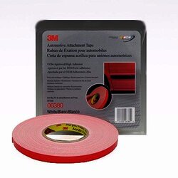 3M 6380 Cinta negra con liner rojo 12mm x 18.3 MT