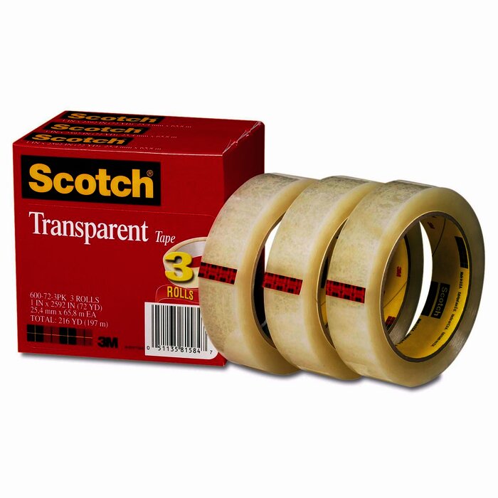 3M 600 Cinta adhesiva de empaque ligero Scotch 24 mm x 66 m